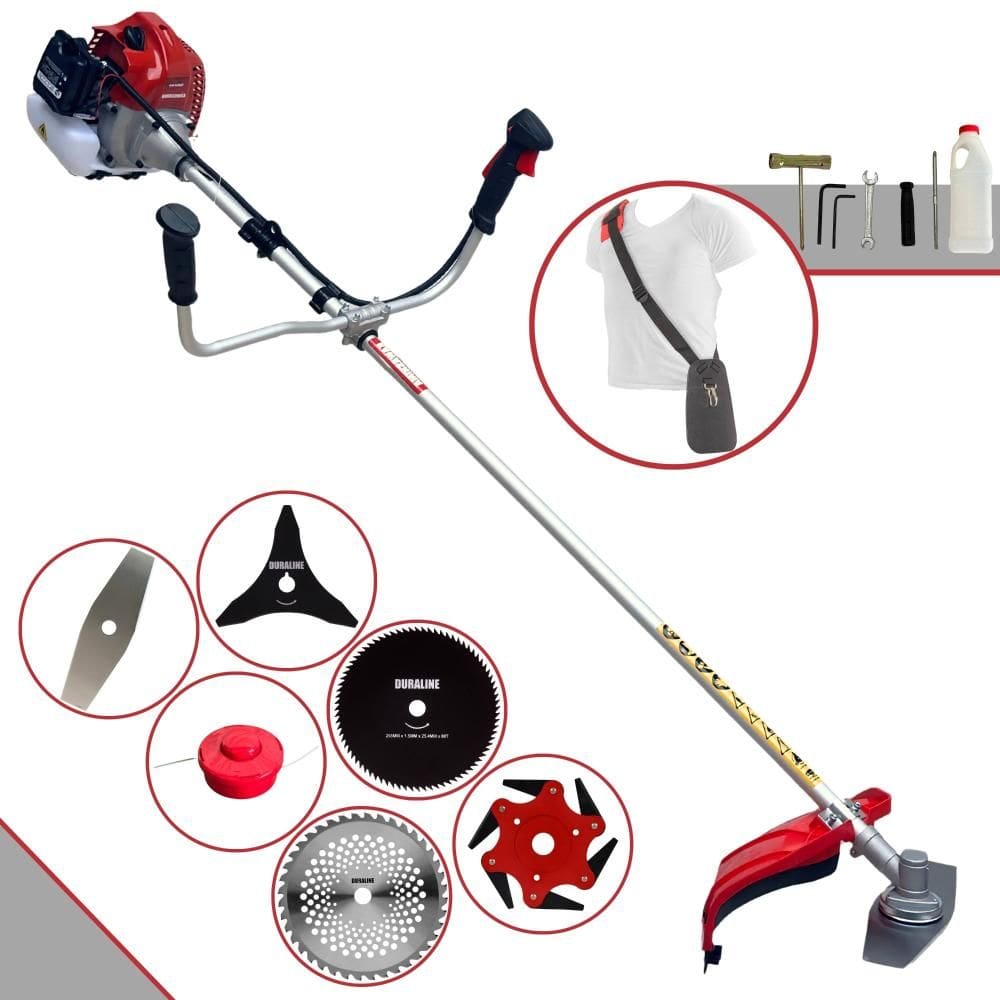 Roçadeira Robusta Lateral À Gasolina Kawashima BCJ620-L 62cc 3HP 10.000rpm Alta Performance Completa Com Carretel de Nylon e Kit 5 Lâminas de Corte