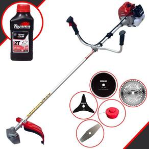 Roçadeira Kawashima BCJ620L 62cc 3HP Com Carretel + Faca 2 Pontas, 3 Pontas, 6 Pontas, 40 Dentes, 80 Dentes, Trimmer e Escova de Aço + ÓLEO TOYAMA 2T