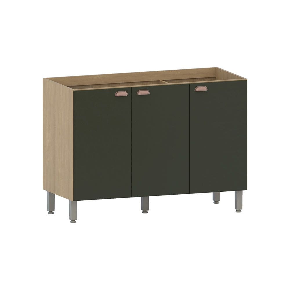 Balcão de Cozinha para Pia 120cm 3 Portas sem Tampo Classic Luciane Móveis