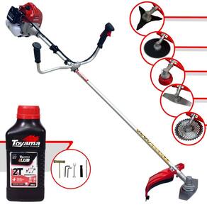 Roçadeira Kawashima BCJ620L 62cc 3HP Com Carretel + Faca 2 Pontas, 3 Pontas, 6 Pontas, 40 Dentes, 80 Dentes, Trimmer e Escova de Aço + ÓLEO TOYAMA 2T