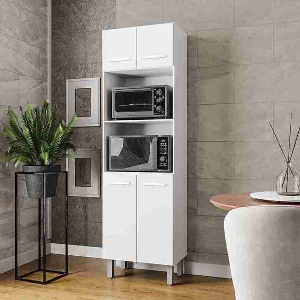Torre Quente Paneleiro Mara com 2 Nichos para Forno e Microondas - Branco
