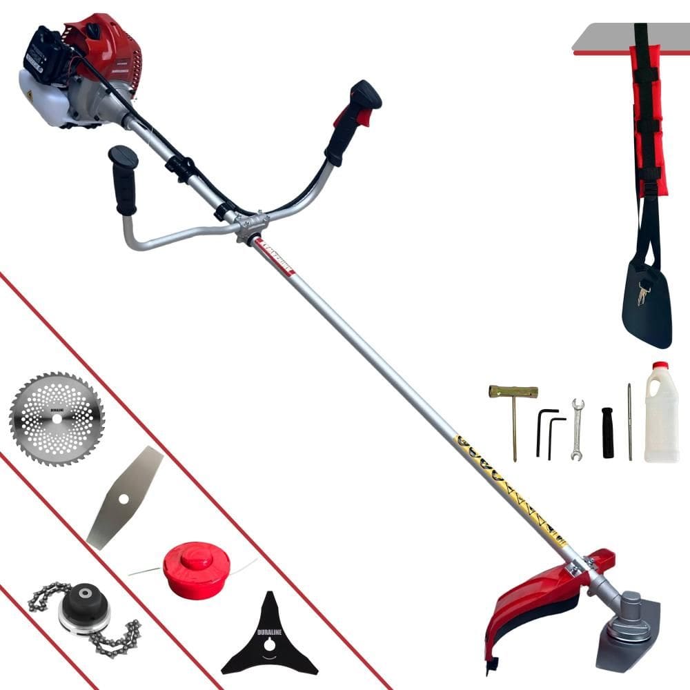 Roçadeira À Gasolina Kawashima BCJ620-L 2T 3HP 62cc Alta Performance Com Carretel + Faca 2 Pontas + Faca 3 Pontas + Faca 40 Dentes Vídea + Trimmer