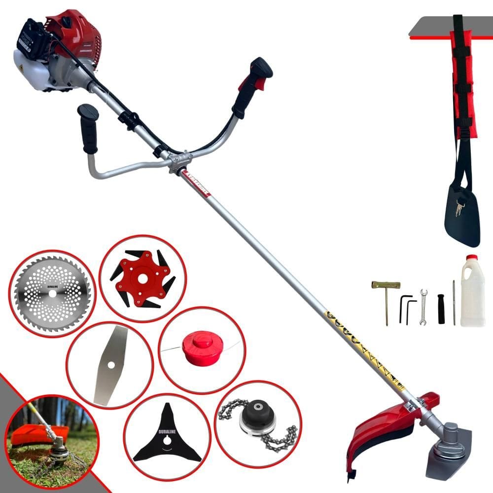 Roçadeira Kawashima BCJ620L À Gasolina 2T 3HP 62cc Com Carretel + Lâmina Facão + Lâmina 3 Pontas + Lâmina 6 Pontas + Lâmina 40 Dentes + Trimmer
