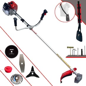 Roçadeira Kawashima BCJ620-L À Gasolina 2T 62cc 3HP Completa Com Carretel de Nylon + Faca 2 Pontas + Faca 3 Pontas + Faca 80 Dentes + Escova de Aço
