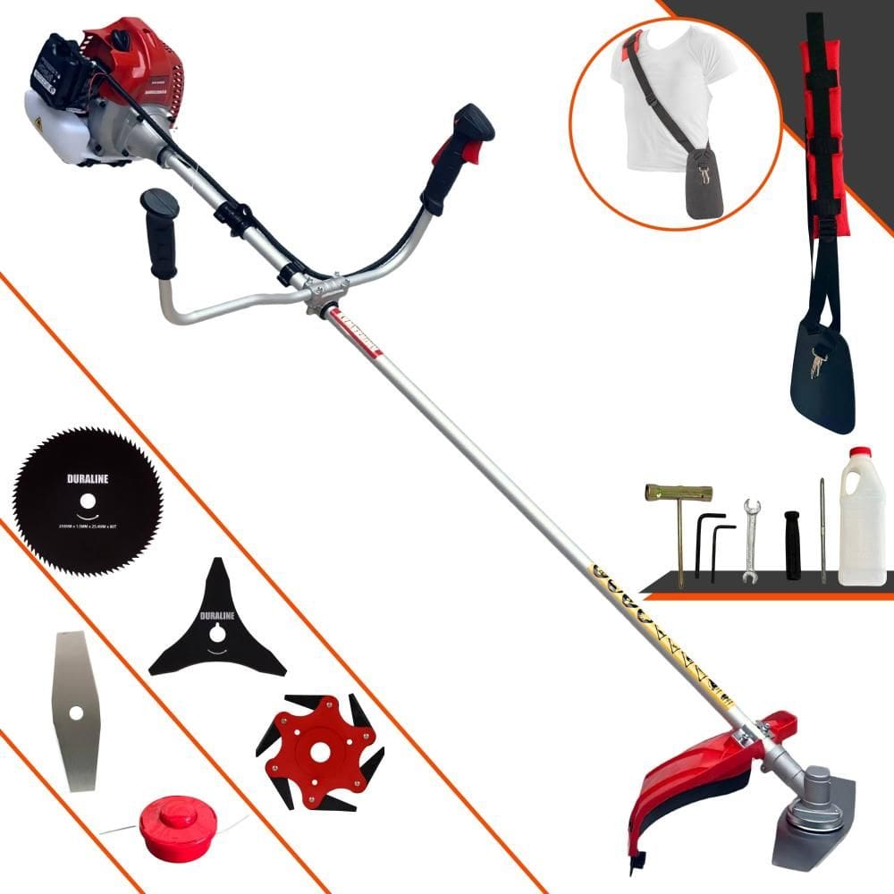 Roçadeira À Gasolina Kawashima BCJ620-L 62cc 2T 3HP 5 Em 1 Com Carretel + Lâmina 2 Pontas + Lâmina 3 Pontas + Lâmina 6 Pontas + Lâmina 80 Dentes