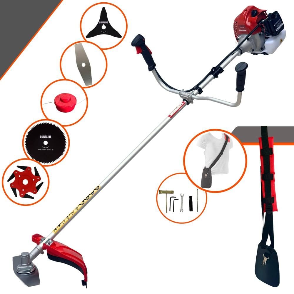 Roçadeira Kawashima BCJ620-L À Gasolina 2T 62cc 3HP Com Carretel de Nylon + Lâmina Facão + Lâmina 3 Pontas + Lâmina 6 Pontas + Lâmina 80 Dentes
