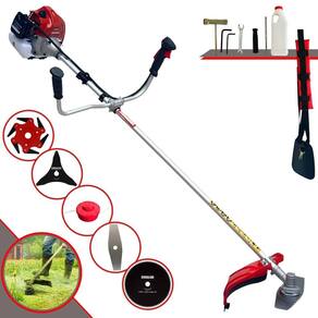 Roçadeira Multifuncional Lateral Kawashima BCJ620L À Gasolina 3HP 62cc 10.000rpm + Kit Extra de Lâmina 3 Pontas, Lâmina 6 Pontas e Lâmina 80 Dentes