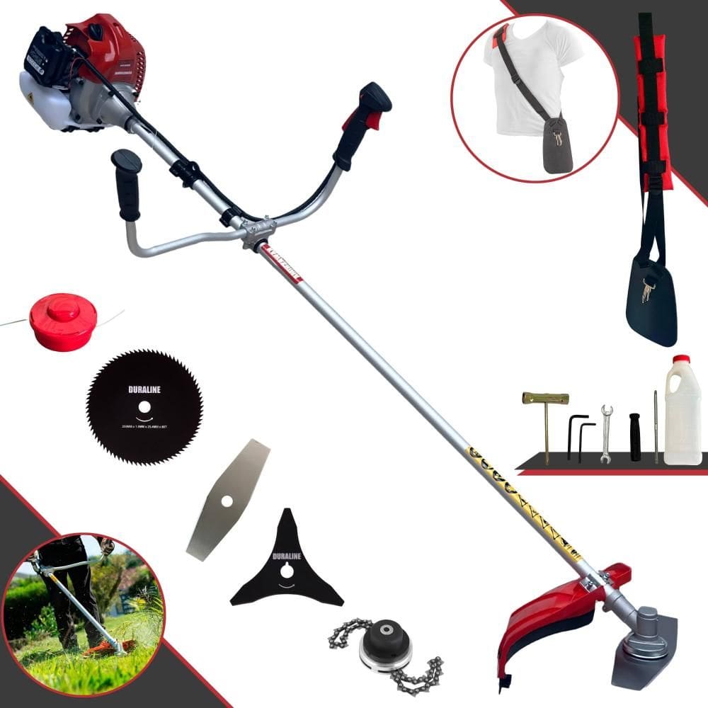 Roçadeira Completa Kawashima BCJ620-L À Gasolina 2T 62cc 3HP 5 Em 1 Com Carretel + Lâmina Facão + Lâmina 3 Pontas + Lâmina 80 Dentes + Trimmer