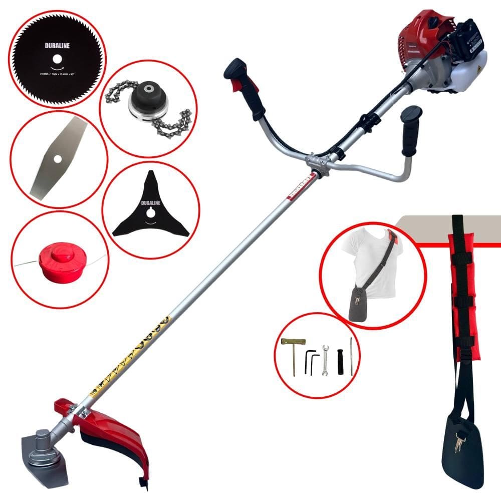 Roçadeira Profissional Kawashima BCJ620L À Gasolina 62cc 3HP 10.000rpm Com Carretel + Lâmina 2 Pontas + Lâmina 3 Pontas + Lâmina 80 Dentes + Trimmer