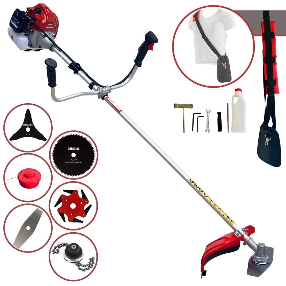 Roçadeira À Gasolina Kawashima BCJ620-L 62cc 3HP Com Carretel + Lâmina Facão + Lâmina 3 Pontas + Lâmina 6 Pontas + Lâmina 80 Dentes + Trimmer