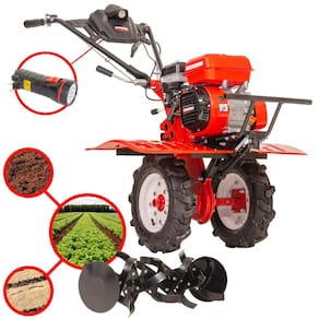 Motocultivador Micro Trator Tratorito Kawashima MCG-780A À Gasolina 212cc 7HP Câmbio de 3 Marchas Com 24 Lâminas Cultivadoras e Rodas Para Transporte
