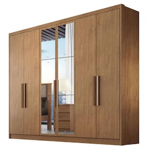 Guarda Roupa Casal Linea 6 Portas 8 Gavetas Cumaru 23 com Espelho – Novo Horizonte