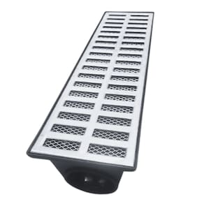 Ralo Linear 15x50 Grelha de Alumínio e Cocho 3 Saídas 75mm para Áreas Externas, Piscinas e Decks