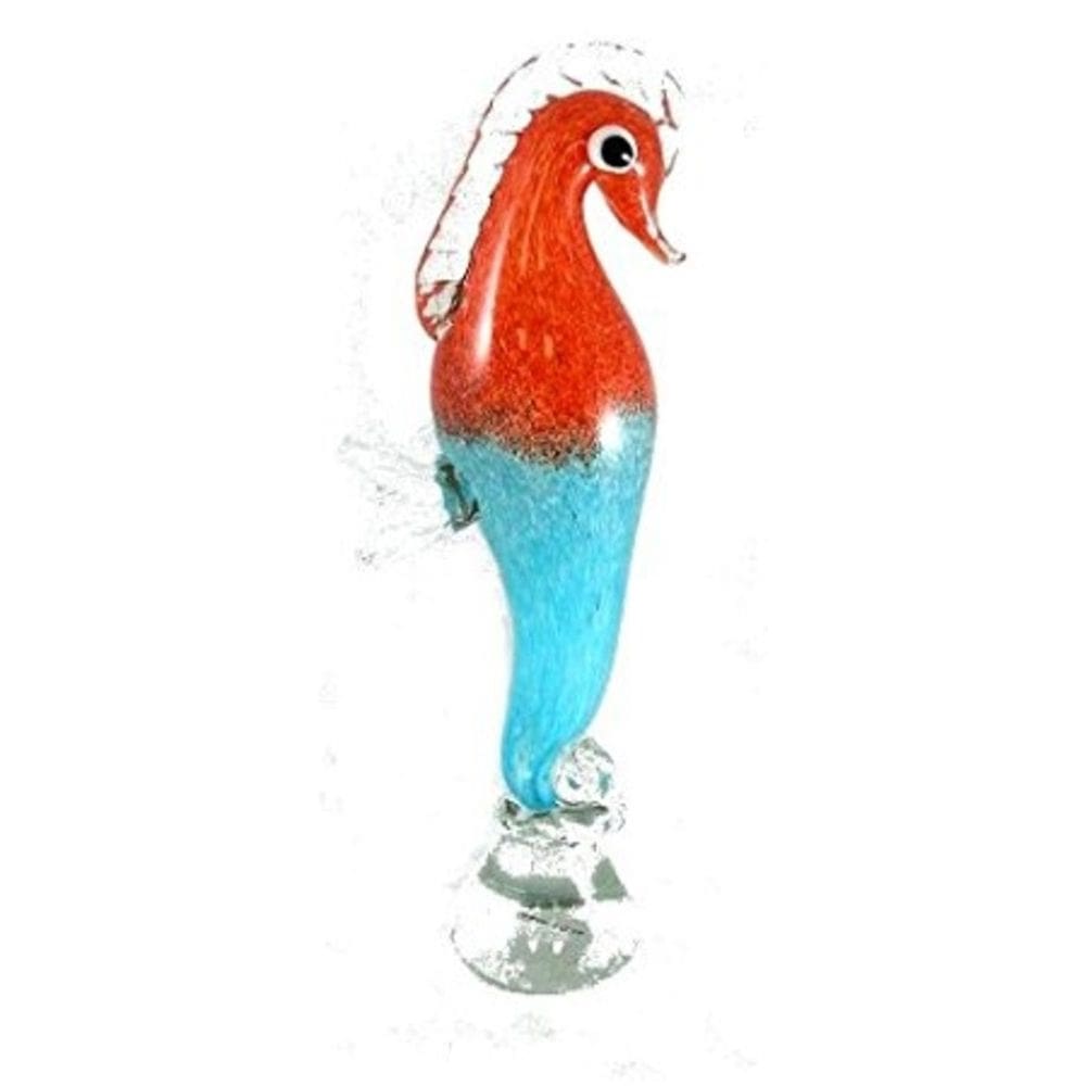 Estátua de Manhattan Chic Artisan Seahorse laranja e turquesa