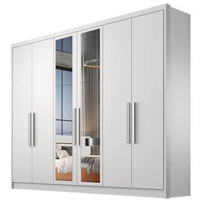 Guarda Roupa Casal Linea 6 Portas 6 Gavetas Neve com Nicho e Espelho – Novo Horizonte