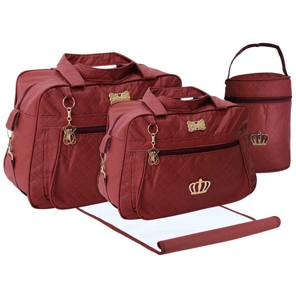 Kit Bolsas Maternidade Royal Baby Completo Vinho