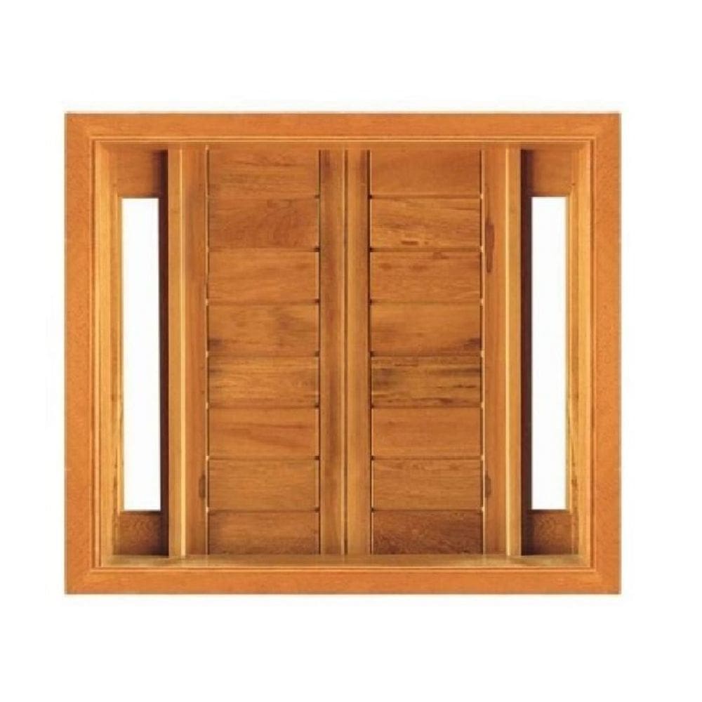 Janela de Abrir Horizontal com Visor Lateral - Madeira Maciça - Angelim
