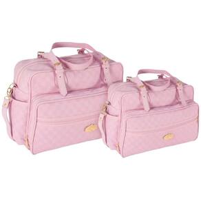 Kit Bolsas Maternidade Xadrez Baby Elegance Rosa