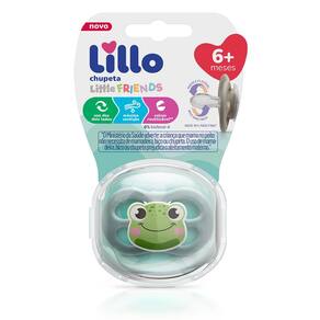 Chupeta Lillo Little Friends 6+ Meses Azul Desenhos diversos com Estojo