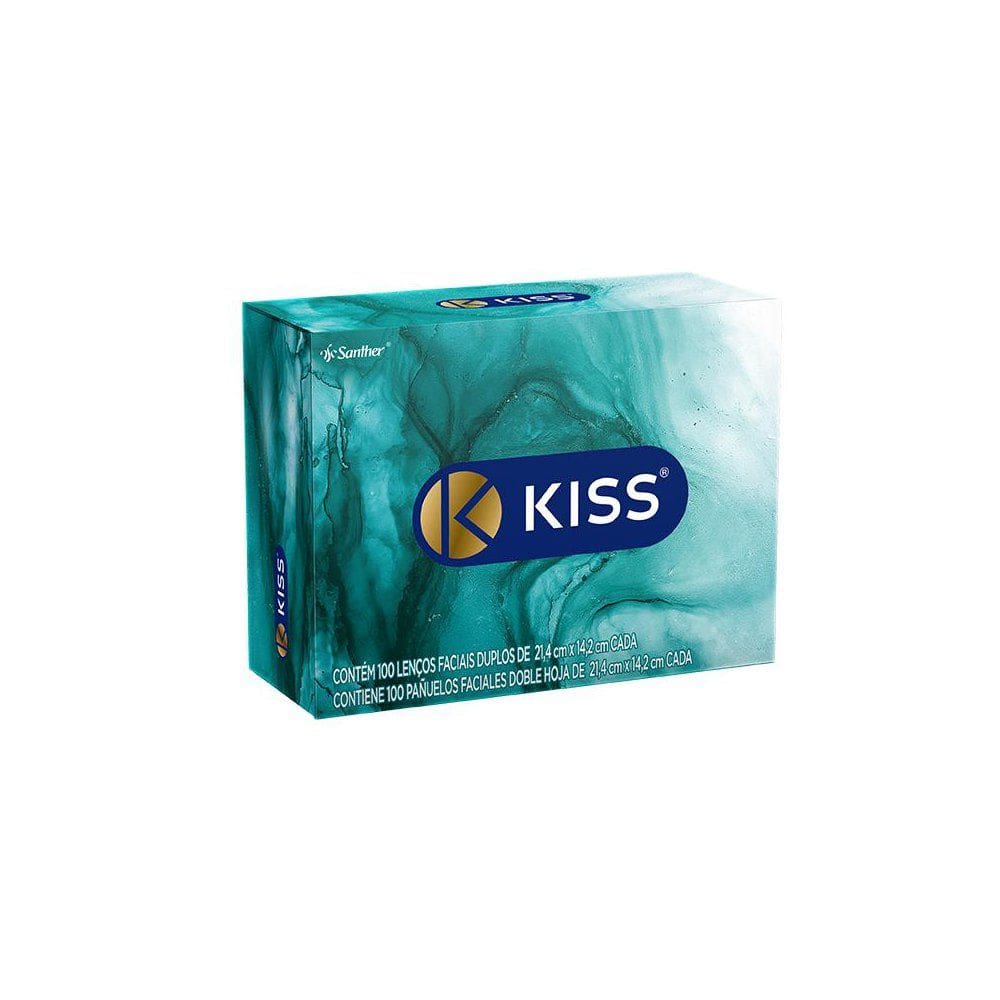 Lenço de Papel Kiss Facial Folha Dupla com 50 Unidades