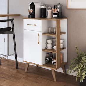 Balcão Multiuso com Prateleira Lateral 1 Porta 1 Gaveta Branco