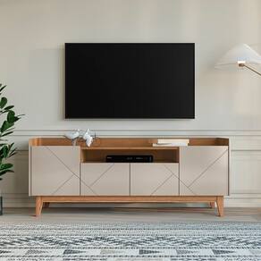 Rack Adria 1.80 Off White/Cedro - Casa D Móveis