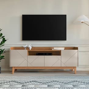 Rack Adria 1.80 Off White/Cedro - Casa D Móveis