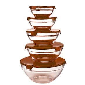 Kit Jogo De Potes 5 Tigelas Bowl Redondos Conjunto De Vidro