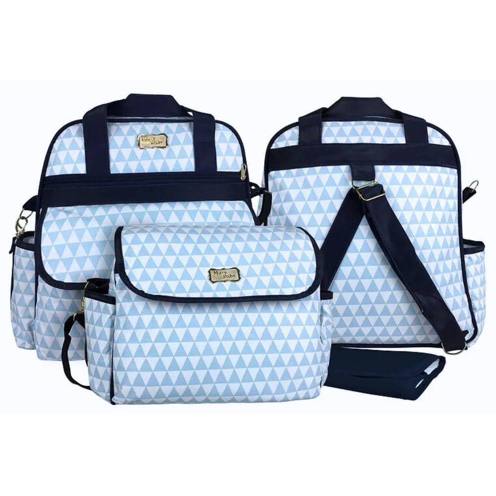 Kit Mochila E Bolsas Maternidade Prima Baby Azul Claro