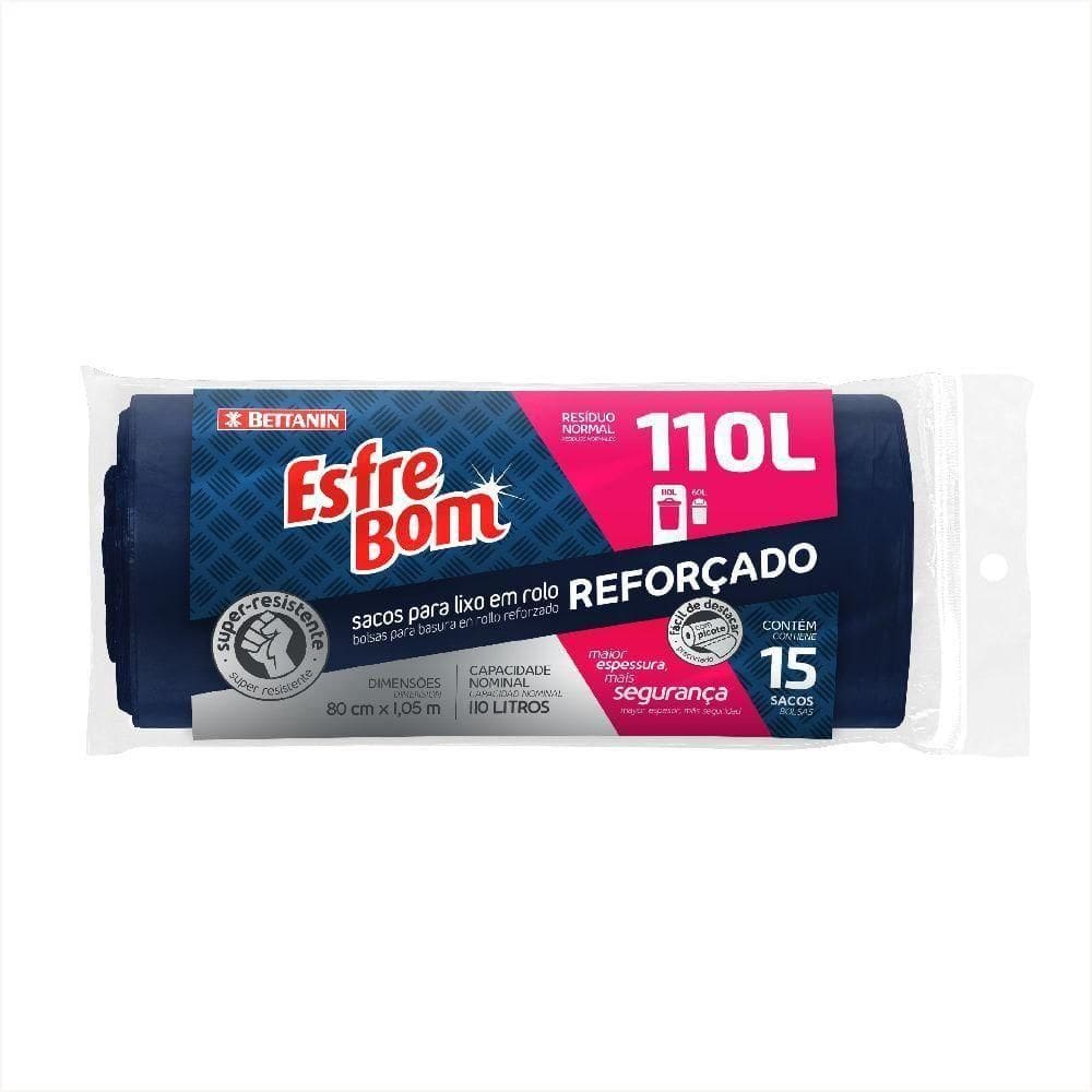 Sacos Para Lixo Rolo 110l Fundo Reforçado 15un Esfrebom