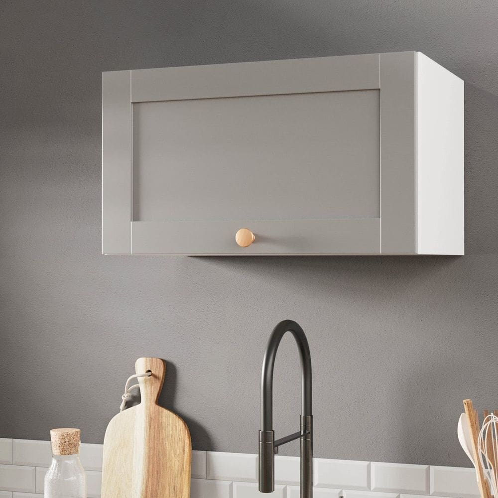 Armário Aéreo 1 Porta Basculante 60cm Arizona Cabecasa Madeiramadeira Branco/Cinza