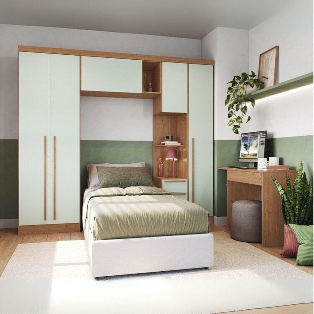 Guarda-roupa Modulado 5 Peças Infinity Cedro/Pistache