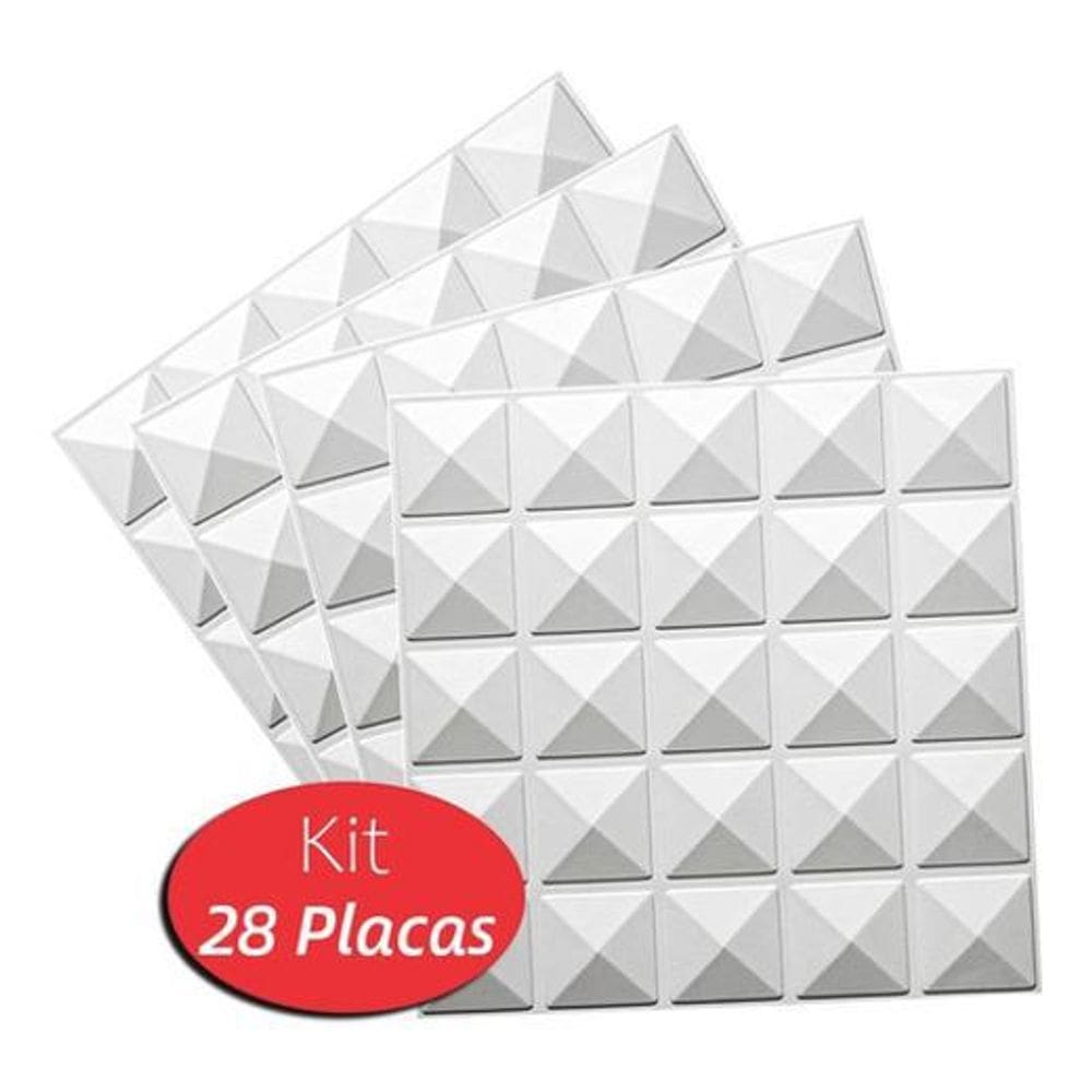 Placas Revestimento 3D 50x50cm Piramidal Branco