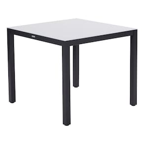Mesa Quadrada Jardim Varanda 75x90x90cm Aluminio Vidro Preto