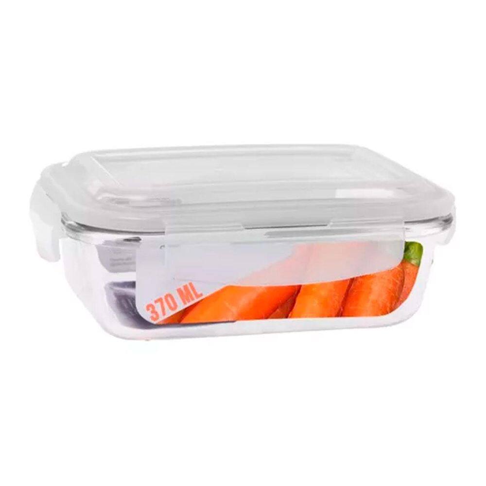 Pote Alimentos Hermético Marmita Vidro Fit 370Ml Borracha