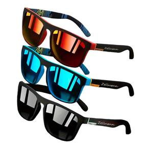 Kit 3 Óculos de Sol Masculino Polarizado Quadrado Zellmann Com Proteção UV400
