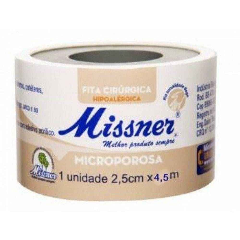 Fita Microporosa Hipoalérgica Missner - 2,5 Cm X 4,5 M