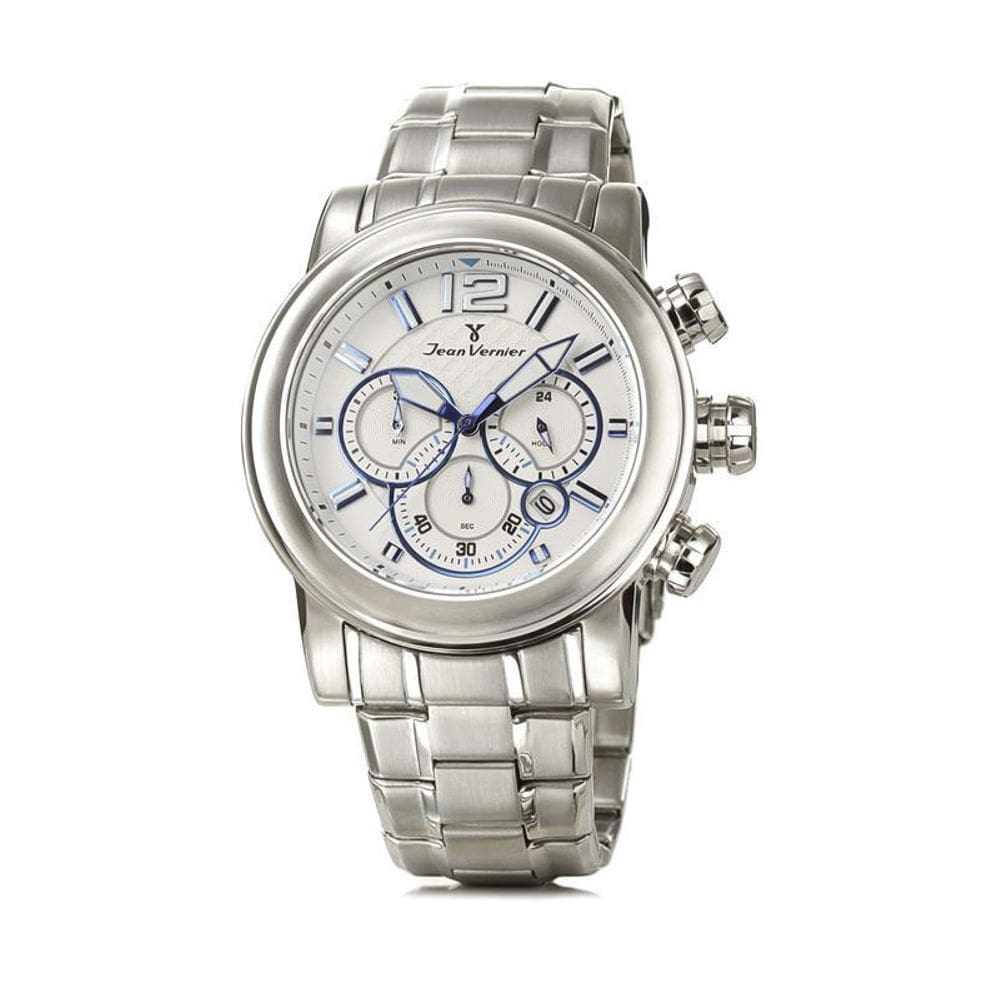 Relógio Pulso Jean Vernier Masculino Aço Cronografo Jv00197