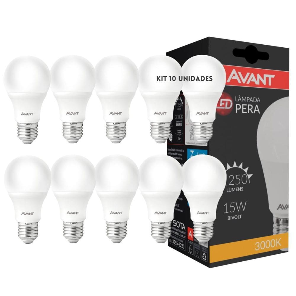 Kit 10 Lâmpada Led 15w Soquete E27 6500k Branca Fria - Avant