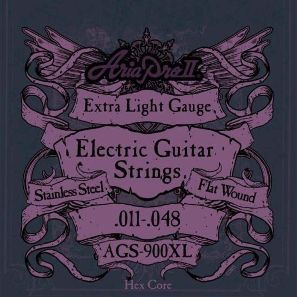 Encordoamento Para Guitarra Flat Wound .011 Ags900xl Aria Pro Ii
