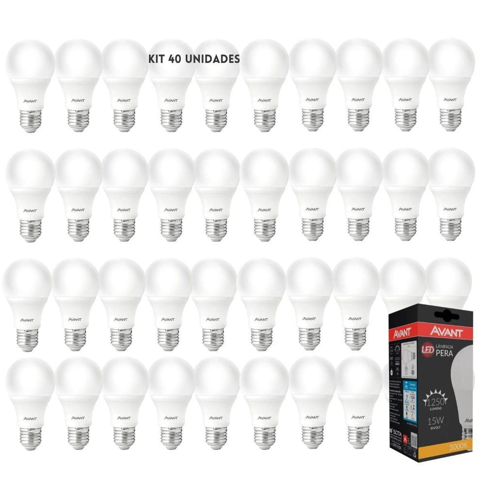 Lâmpada Led 15w E27 6500k Branca Fria Avant Kit 40 Unid.