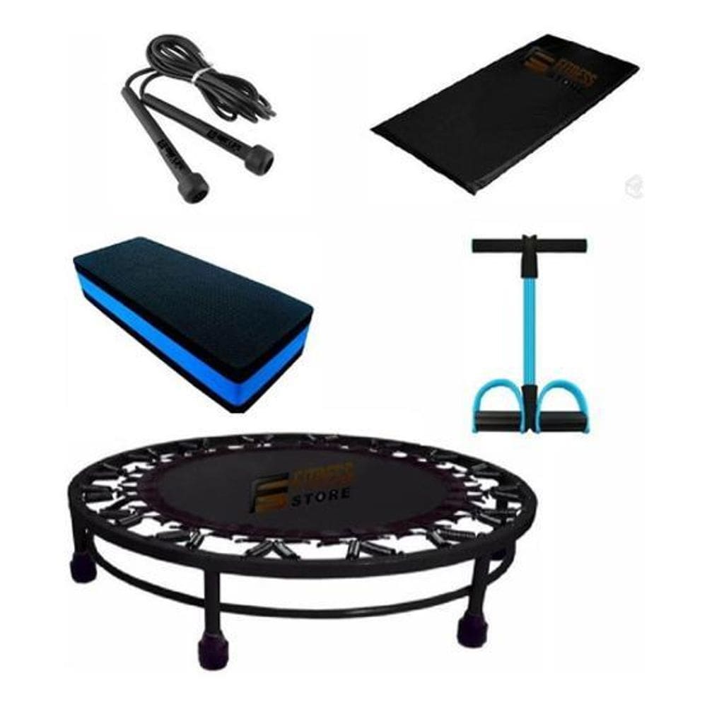 Kit Aeróbico Mini Jump+Colchonete + Corda + Extensor+ Step