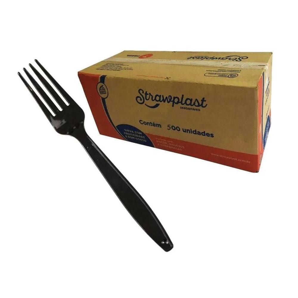 Garfo Descartável Refeição Preto Reforçado Packfest C/1000