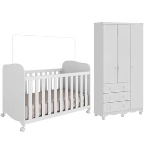 Jogo de Quarto Infantil Júnior Guarda Roupa 3 Portas e Berço Uli - Móveis Peroba