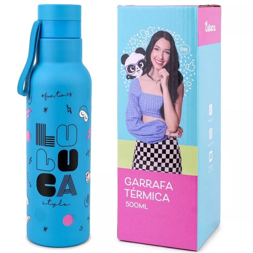 Garrafa Squeeze Termica Luluca Oficial 500ML INOX Azul LU1006