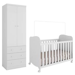 Jogo de Quarto Infantil Júnior Guarda Roupa 2 Portas e Berço Uli - Móveis Peroba