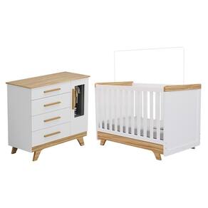 Jogo de Quarto Infantil Retrô Janelas Cômoda e Berço - Móveis Peroba