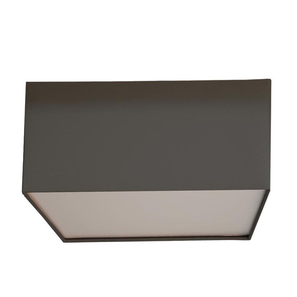 Luminária Plafon Quadrado Cúpula Em Tecido Preto 30X30X15