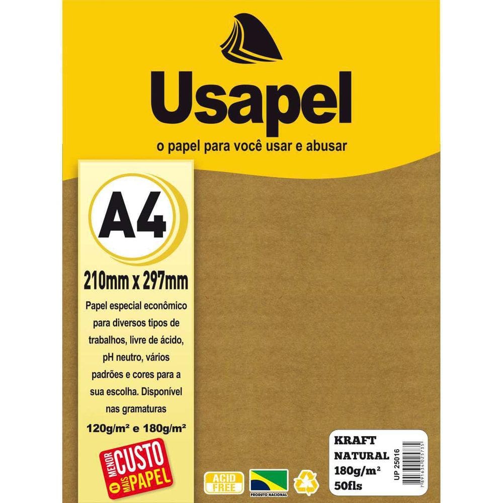 Papel Kraft Folha Usapel Kraft Natural 180G.