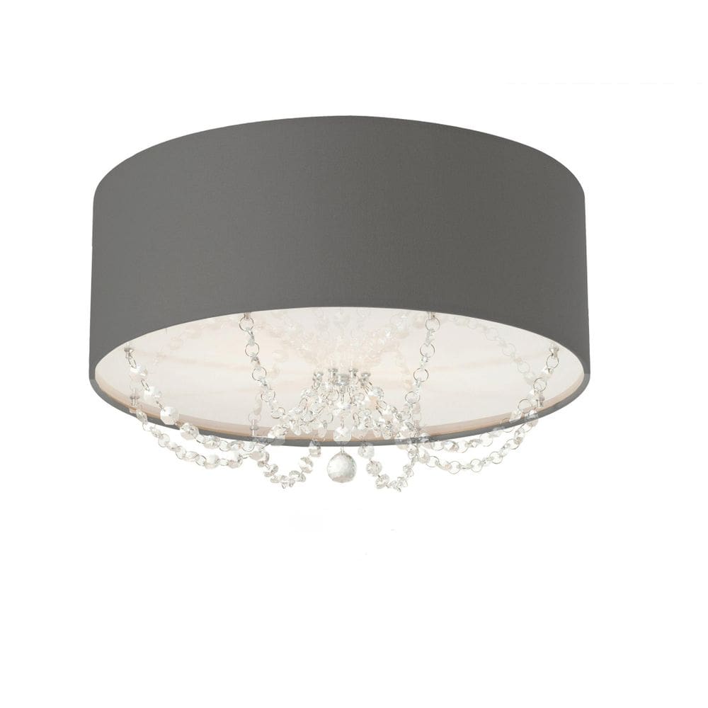 Plafon Princesa Cúpula Em Tecido Com Cristal 40X15 Preto